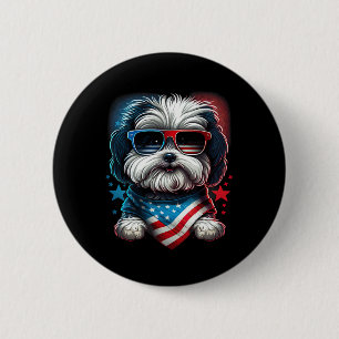 vom Juli: Patriotic Havanese Dog Us Flag Button