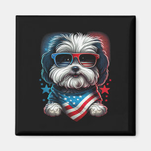 vom Juli: Patriotic Havanese Dog Us Flag Magnet