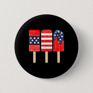 vom Juli Popsicle Red White Blue American Flag Pat Button