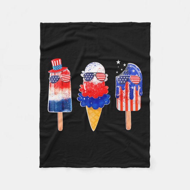 vom Juli Popsicle Red White Blue American Flag Pat Fleecedecke (Vorderseite)