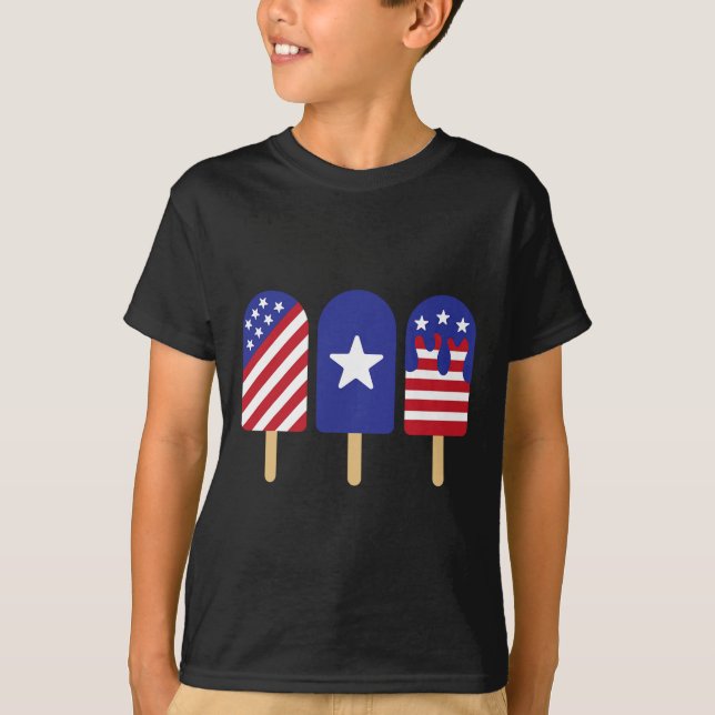 vom Juli Popsison American Flag Patriotic Summer B T-Shirt (Vorderseite)
