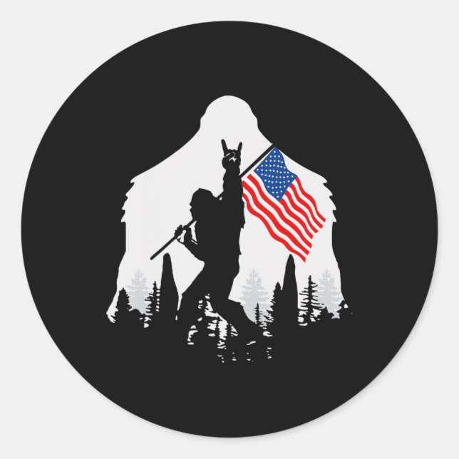 vom Juli Shirt Bigfoot Sasquatch, US-amerikanische Runder Aufkleber (Vorderseite)
