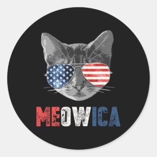 vom Juli Shirt Meowica American Flag Cat Runder Aufkleber