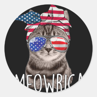 Vom Juli Tag der Unabhängigkeit Meowrica meowrica  Runder Aufkleber