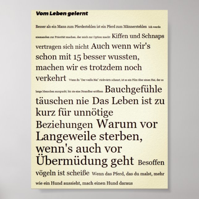 Vom Leben in Motivationen Poster (Vorne)