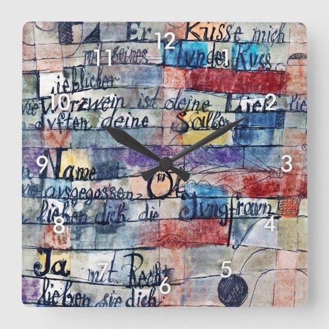 Vom Lied der Lieder, Klee Quadratische Wanduhr (Vorderseite)
