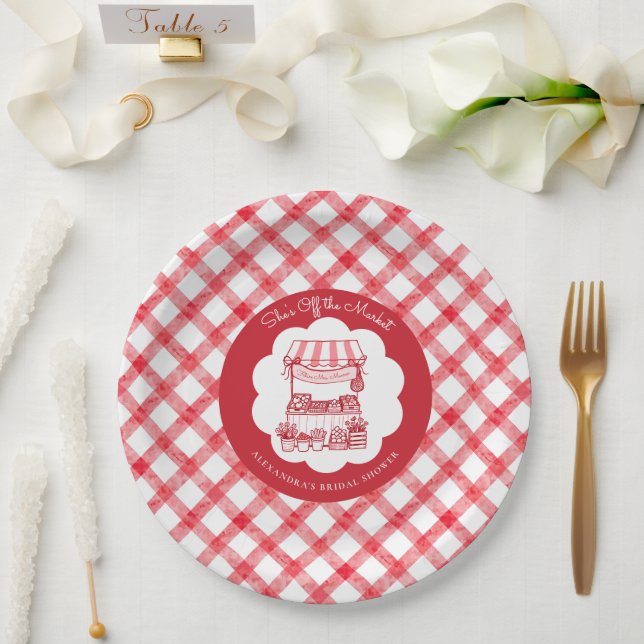 Vom Markt Bauern Rot Moderne Brautparty Pappteller (Hochzeit)
