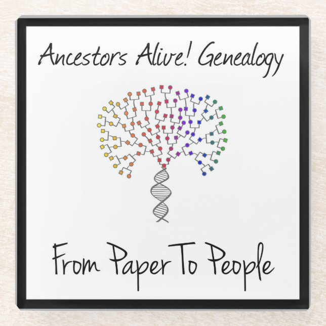 Vom Papier zum Menschen Logo, schwarz Glasuntersetzer (Vorderseite)