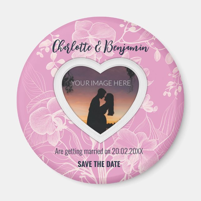 Vom rosa Herz | Hochzeit | SAVE THE DATE Magnet (Vorne)