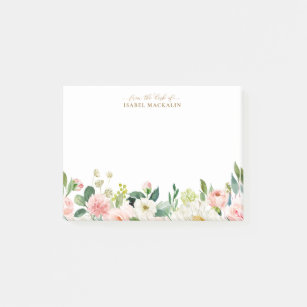 Vom Schreibtisch aus blass, rosa, florale botanisc Post-it Klebezettel