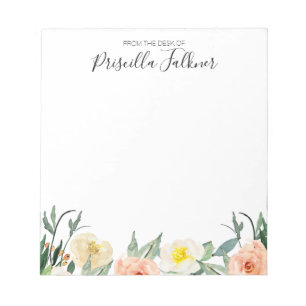 Vom Schreibtisch aus moderne Blume im Korallenwass Notizblock