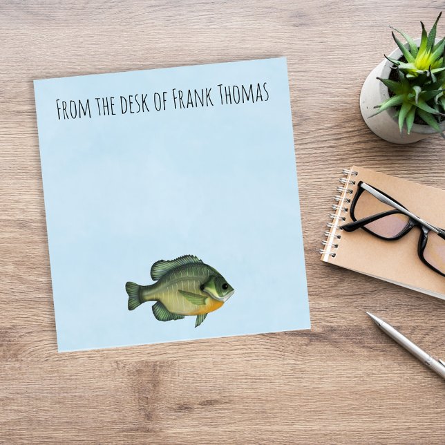Vom Schreibtisch aus Personalisiert Notizblock (Fisherman watercolor Sunfish fish custom notepad )