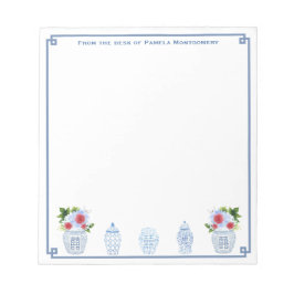 vom Schreibtisch | Chinoiserie Chic Red White Blue Notizblock