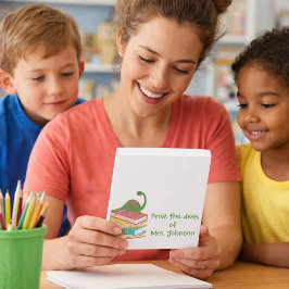 Vom Schreibtisch der Bücher des Grundschullehrers Notizblock