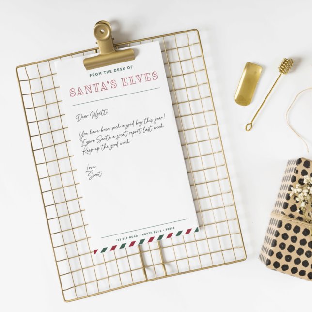 Vom Schreibtisch der Elfen des Weihnachtsmanns lee Briefpapier (Von Creator hochgeladen)