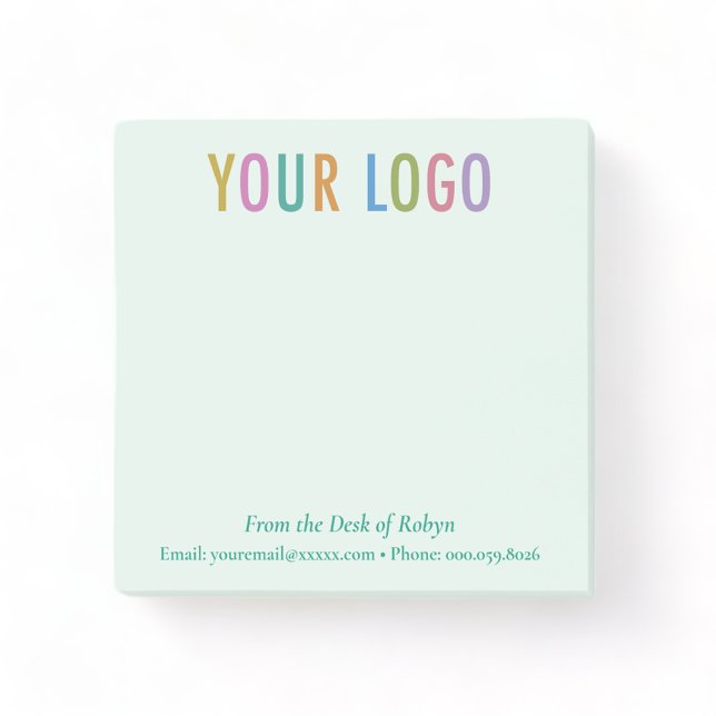 Vom Schreibtisch der Post-it®-Notizen mit Logo-Grü Post-it Klebezettel (MISOOK Mint Green 3x3 From the Desk of Post it Notes with Logo)