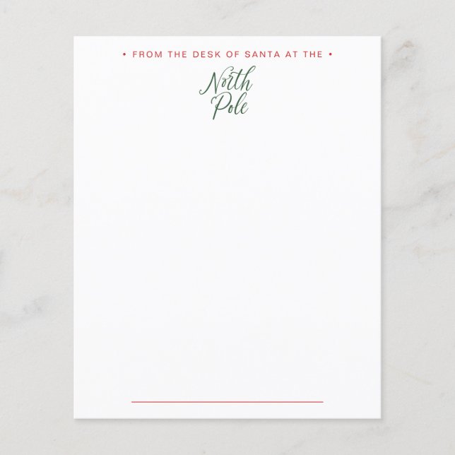 Vom Schreibtisch des Briefes von Santa Letterhead (Vorderseite)