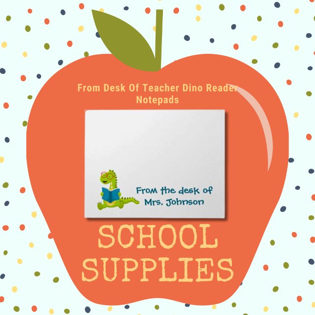 Vom Schreibtisch des Elementarlehrer-Dino-Lesers Notizblock (Teacher School Supplies)