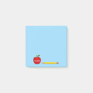 Vom Schreibtisch des Lehrers der roten Apfel-Post- Post-it Klebezettel