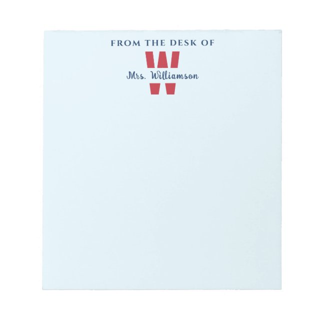 Vom Schreibtisch des Lehrers Monogramm-Individuell Notizblock (Vorderseite)