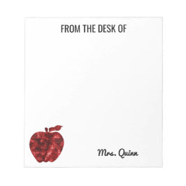 Vom Schreibtisch des Lehrers Red Sequin Apple einf Notizblock