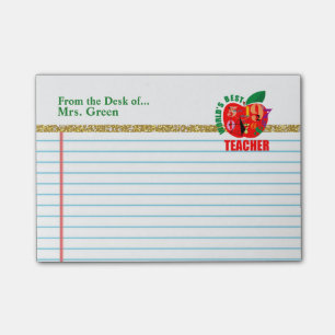 Vom Schreibtisch des Lehrers roter Apple Post-it Klebezettel