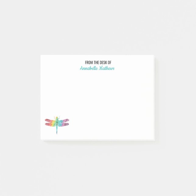 vom Schreibtisch des Regenbogenwasserfarbenen Drac Post-it Klebezettel (Vorderseite)
