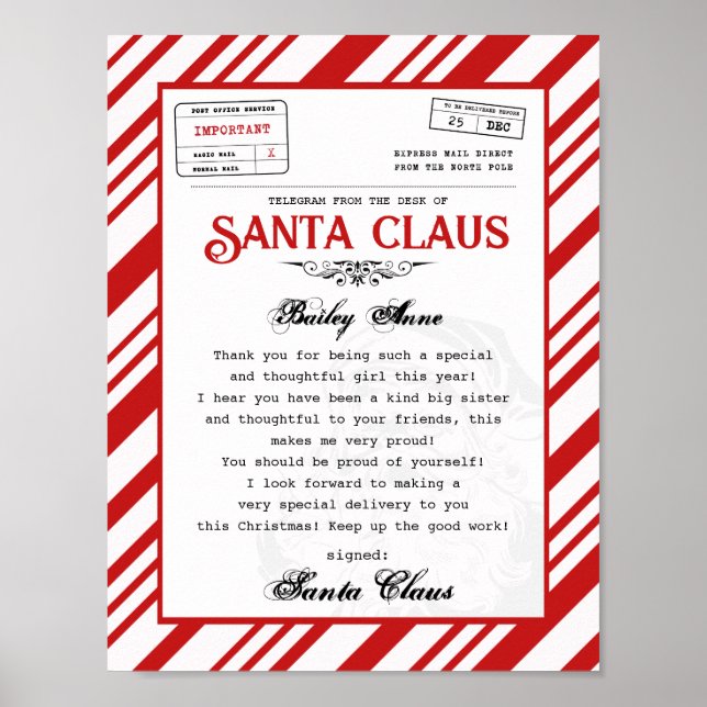 Vom Schreibtisch des Santa Claus Telegram Santa Le Poster (Vorne)