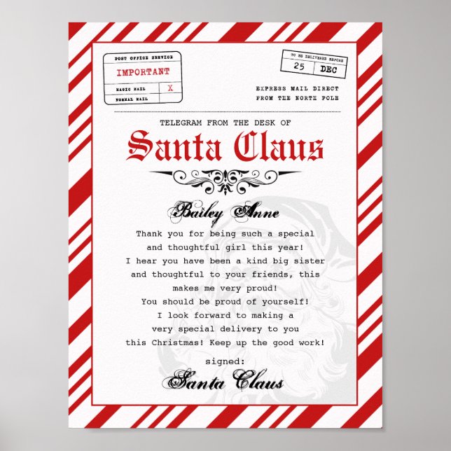 Vom Schreibtisch des Santa Claus Telegram Santa Le Poster (Vorne)