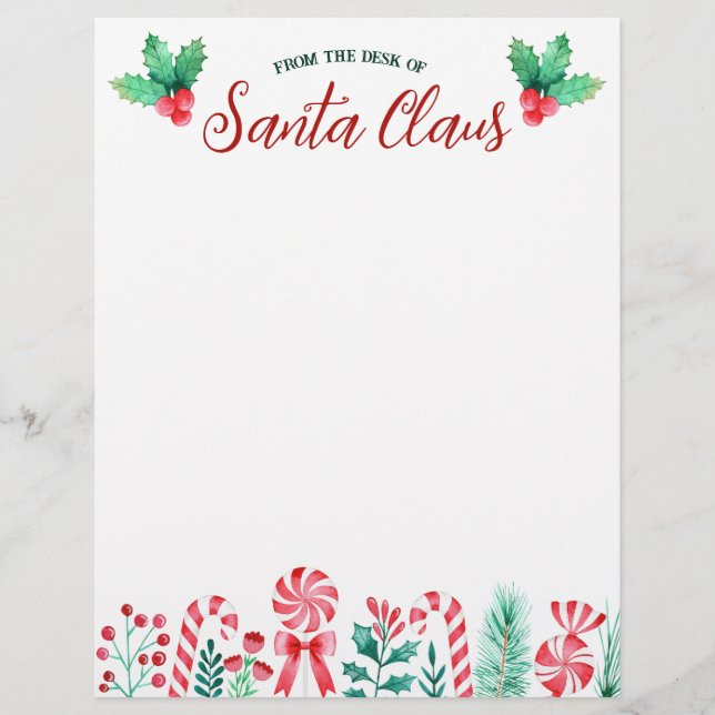 Vom Schreibtisch des Santa Claus Wasserfarbe Briefbogen (Vorderseite)