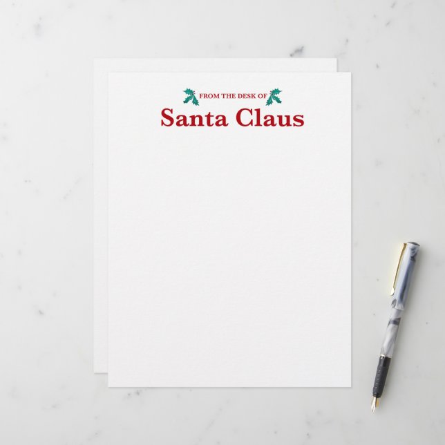 Vom Schreibtisch des Weihnachtsmannes Briefbogen (Vorderseite/Rückseite Beispiel)