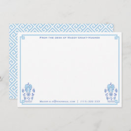 vom Schreibtisch | Ginger Jar Blue Bow Griechische Mitteilungskarte