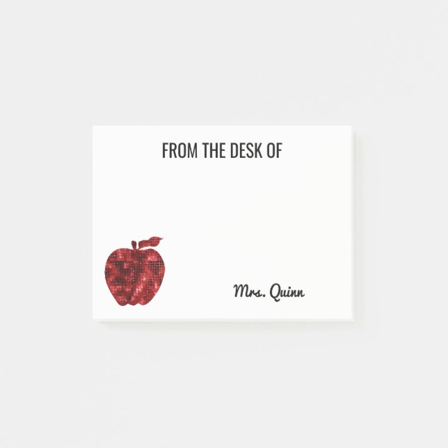 Vom Schreibtisch Lehrer-roten Post-it Klebezettel (Vorderseite)