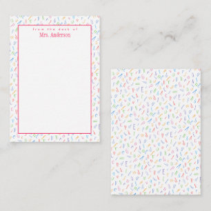 Vom Schreibtisch - Name des Lehrers - Alphabet Mitteilungskarte