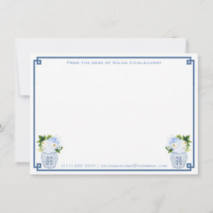 Vom Schreibtisch von Blue White Green Chinoiserie Mitteilungskarte
