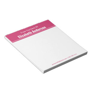 Vom Schreibtisch von Magenta und Weiß Notizblock