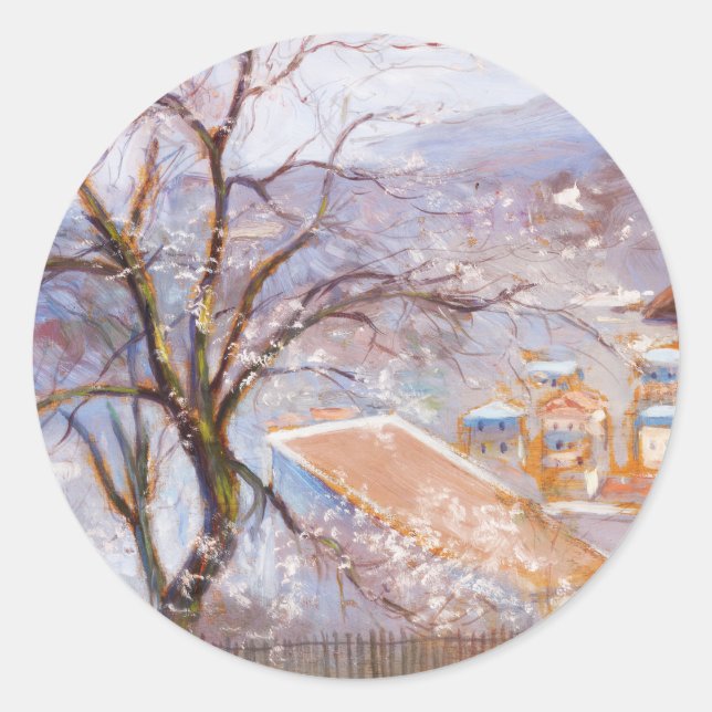 Vom Stadtrand von Paris, Hugo Simberg Runder Aufkleber (Vorderseite)