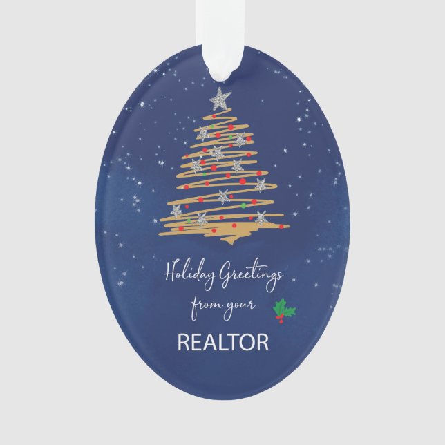 VOM Weihnachtsbaum Realtor anpassbarer Name Ornament (Vorderseite)