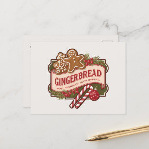 Vom Weihnachtsmann genehmigte Gingerbret-Meldung Feiertagspostkarte