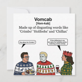 Vomcab-Definitionskarte: Christmas Cringe Slang Feiertagskarte