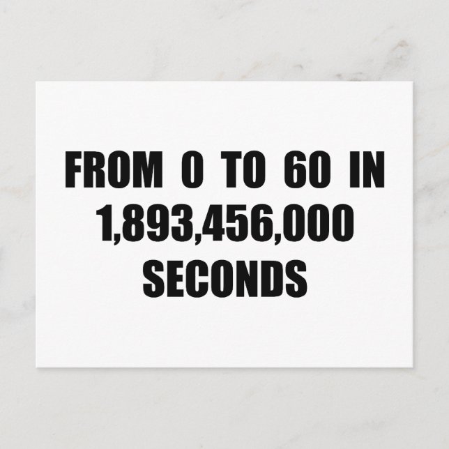Von 0 bis 60 in Sekunden Postkarte (Vorderseite)