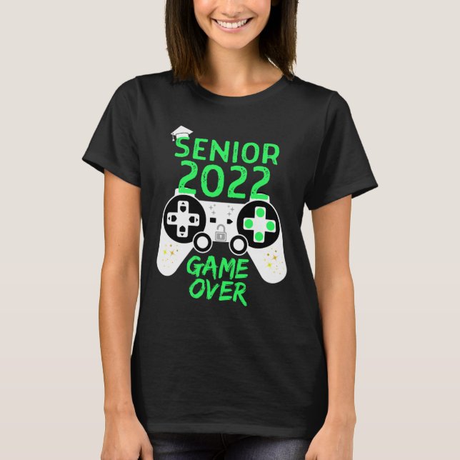 Von 2022 Senior Video Game Over School Gamer Green T-Shirt (Vorderseite)