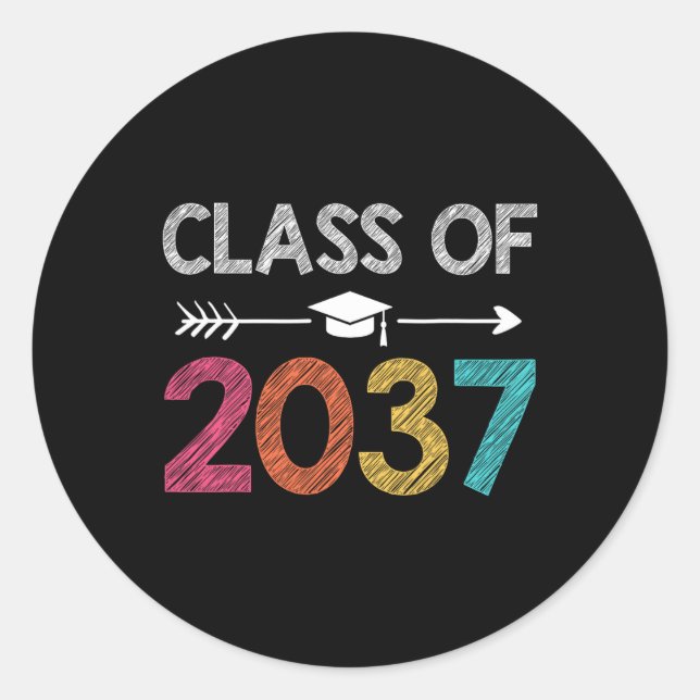 Von 2037 Est 2024 wachsen mit mir Handdrucken K bi Runder Aufkleber (Vorderseite)