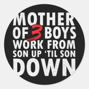 Von 3 Jungen arbeiten von Sohn aufwärts bis Sohn a Runder Aufkleber