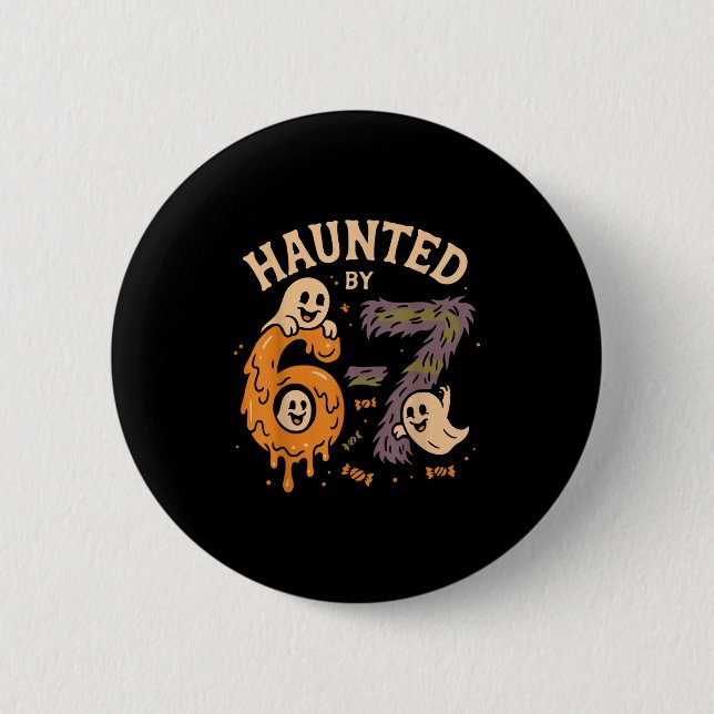 Von 67 Six Seven Meme Gen Alpha Funny Halloween he Button (Vorderseite)