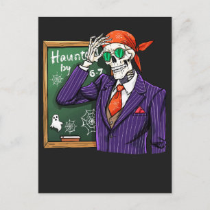 Von 6-7 heimgesucht Lustiger Lehrer Halloween Se Postkarte