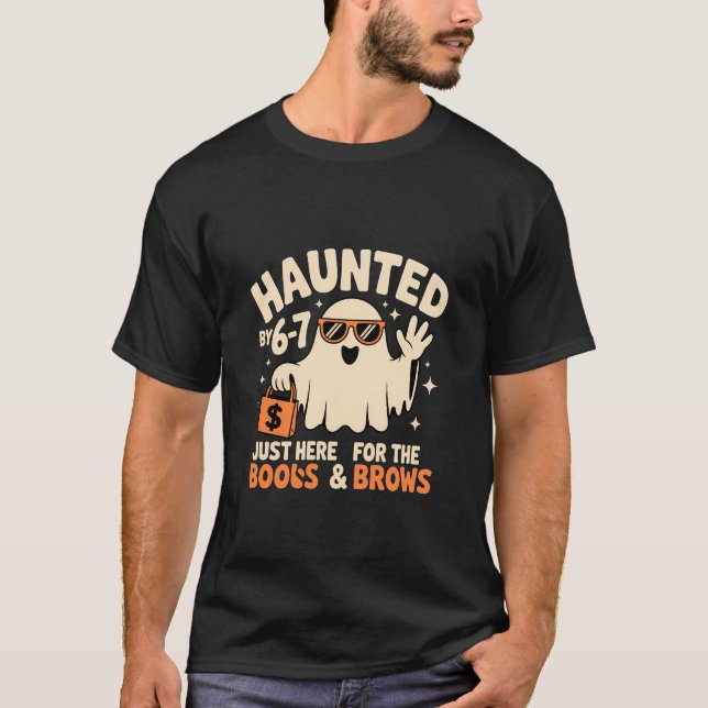 Von 6-7 lustigen Geistern heimgesucht Halloween-De T-Shirt (Vorderseite)