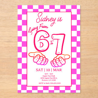 Von 6 bis 7 Meme Geburtstag Checkerboard Einladung