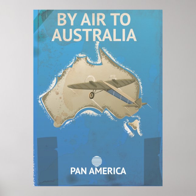 Von Air to Australia Vintage Travel Poster (Vorne)