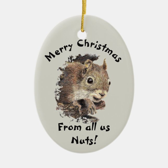 Von allen uns Nuts Weihnachtshörnchen Wasserfarbe Keramik Ornament (Vorne)